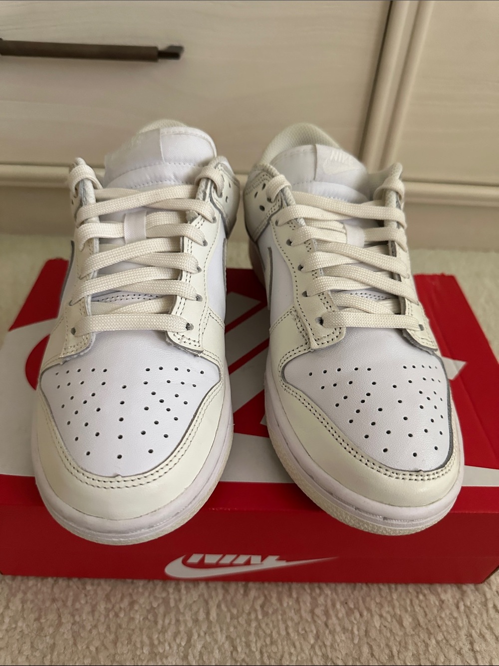 Nike Cream-White Low Top Sneakers